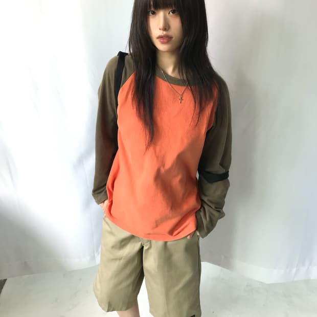 ⊹ Orange Raglan Long Sleeve Tee