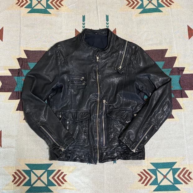 이태리 리얼레더 바이커 카페레이서 자켓