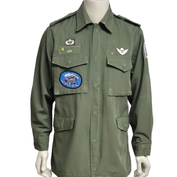 육군 구형 5공수특전여단 중위 민무늬 야전상의 전투복 상의 자켓 (XL)