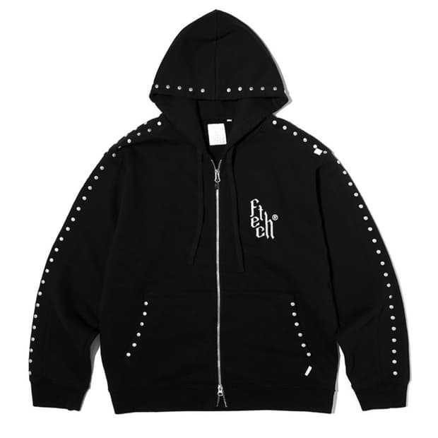 FETCH LOGO STUDDED hooded zip-up