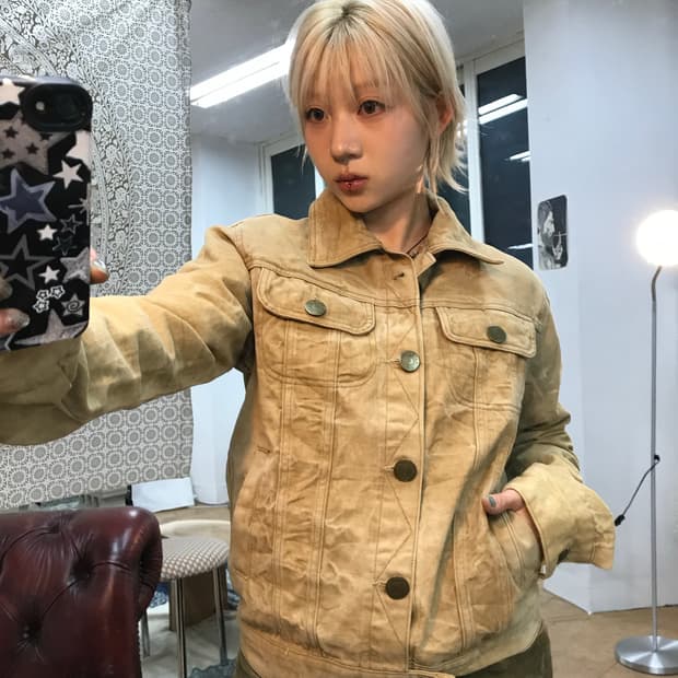 디스퀘어드 빈티지 베이지 데님 트러커 자켓