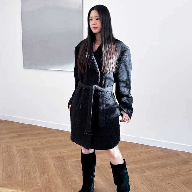 히로코 코시노 울 95% 벨티드 피코트 M100 