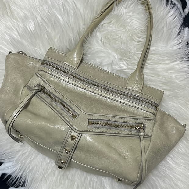 vintage leather studded shoulder bag