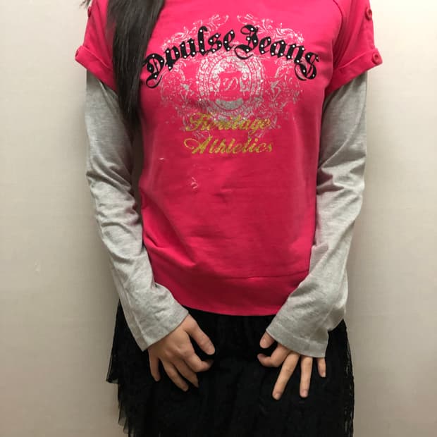 빈티지 핑크 와투케 레이어드 탑