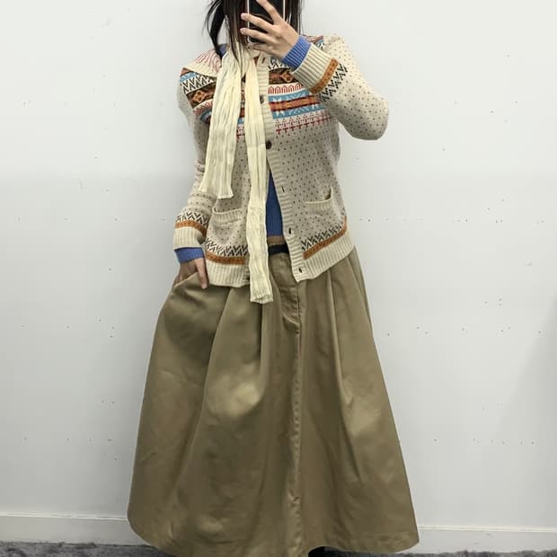 디키즈x그라미찌 코튼 플레어 롱스커트