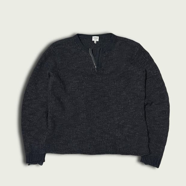 버진울 헨리넥 집업 니트