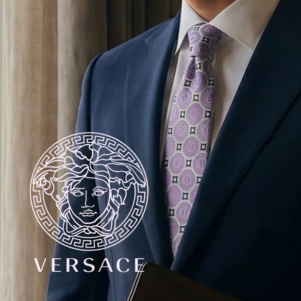 베르사체 실크 연보라 자카드 넥타이 9.1cm A+등급 K1827
