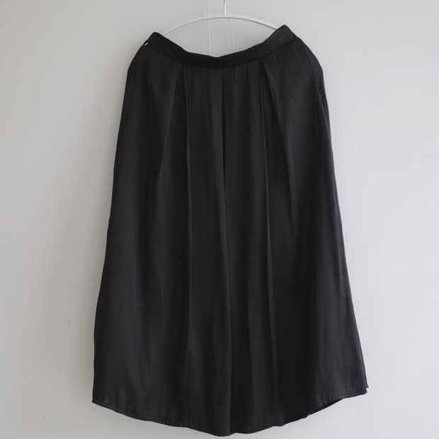 purelast  블랙 쉬폰 플레어 롱 스커트