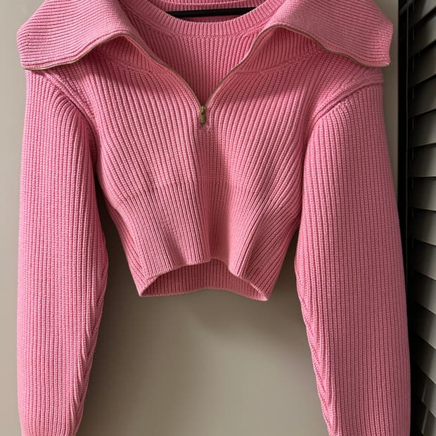 자크뮈스 크롭 골지 니트 울 스웨터