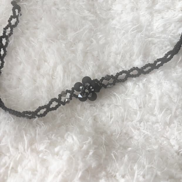 플라워 비즈 초커 목걸이 / 고스로리 고딕 고스 공겜여주 페어리계