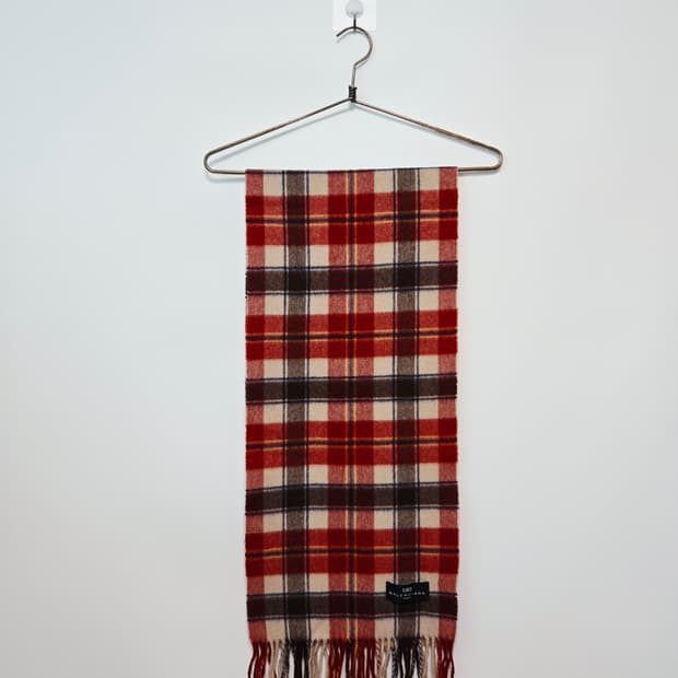 발렌시아가 울 브릭 브라운 체크 머플러 목도리 