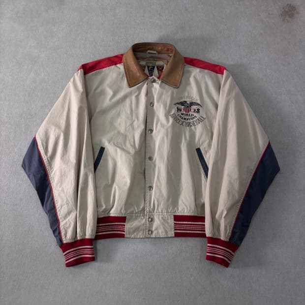 100 80s 아비렉스 가죽카라 코튼 자켓