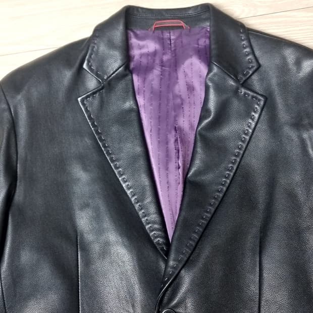 LG패션 마에스트로 블랙 가죽 남성 자켓(100)