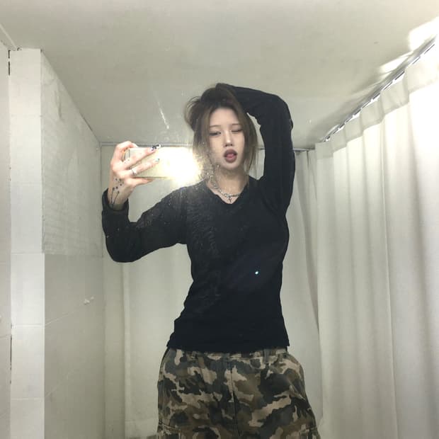 양면 고딕 빈티지다크 오블리크 슬리브티 