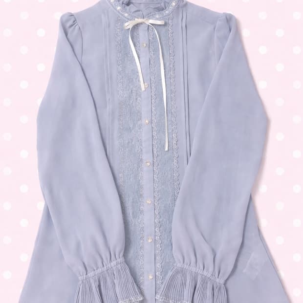 엑시즈팜 레이스 프릴 로걀 블라우스