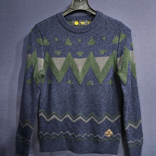 로드사인 네이비 배색 남성 슬림핏 95 니트