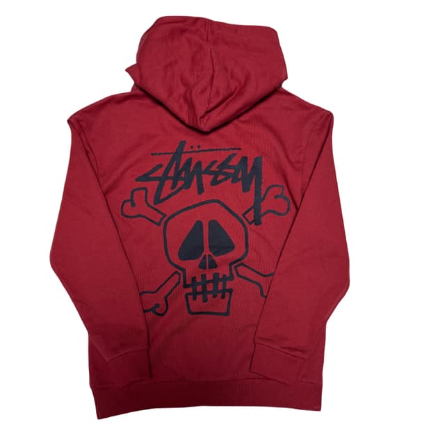 스투시 스컬앤본 후드 (버건디)