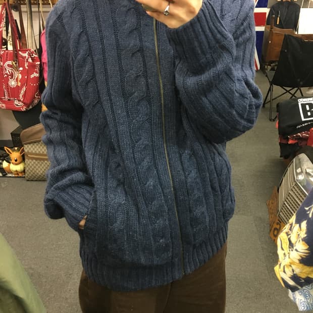 빈티지 헤비 니트 집업