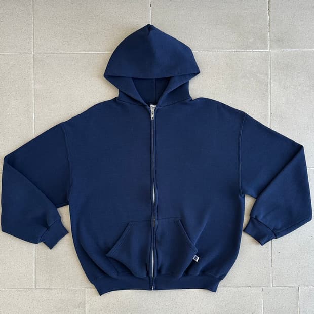 00s 빈티지 러셀 후드집업 네이비 L