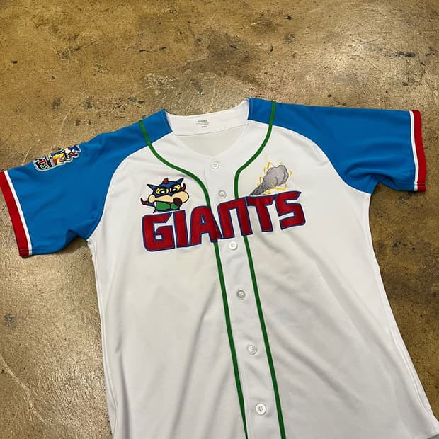 [ M ] 롯데자이언츠 34 짱구 액션가면 반팔 야구 유니폼 b19