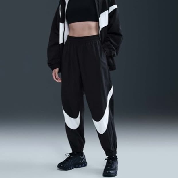 S 나이키 여성 미드라이즈드 나일론 빅스우시 조거팬츠