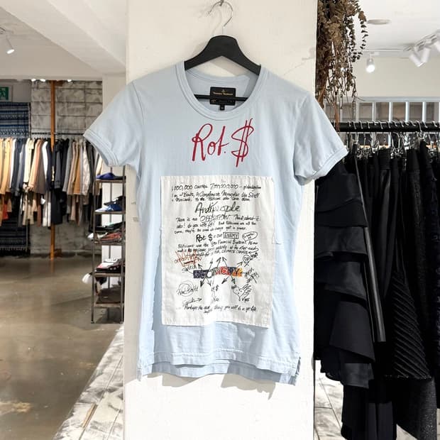 비비안 웨스트우드 앵글로매니아 라이트블루 그래픽 패치 티셔츠