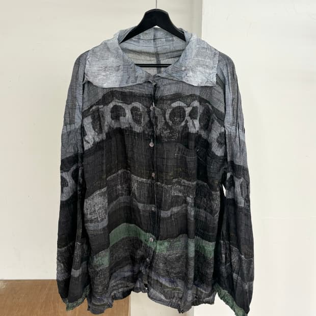이세이 미야케 그레이 빈티지 프린팅 셔츠