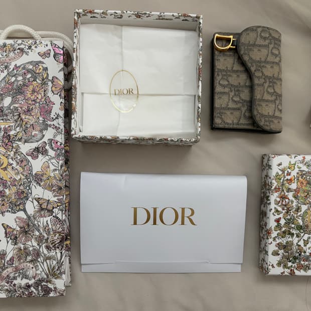 디올 오블리크 새들 지갑 (그레이) (풀박 구성) (감정 ⭕️)