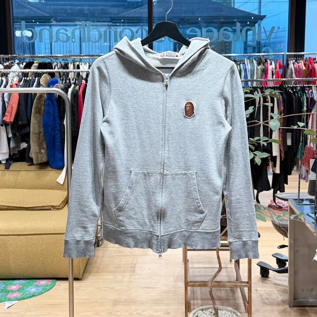 베이프 그레이 원 포인트 풀 후드집업 