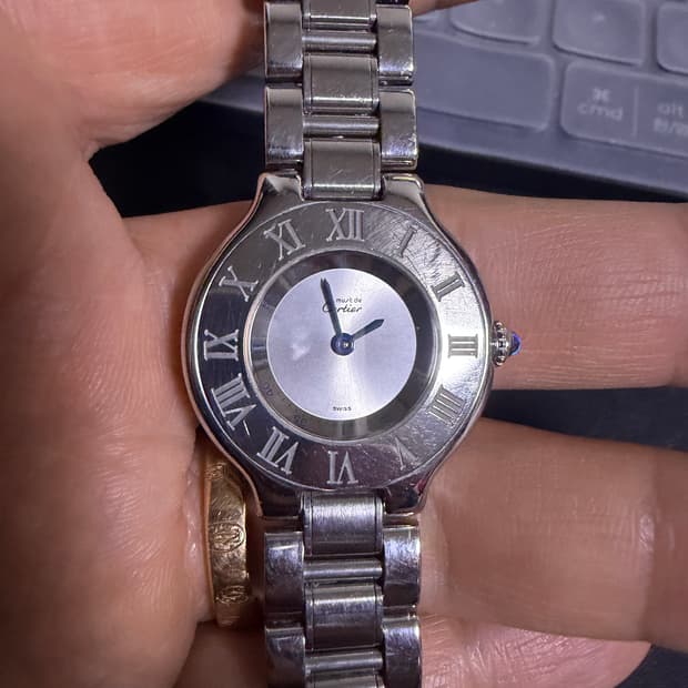 까르띠에 여성 실버 21C 쿼츠 스틸 시계 29mm