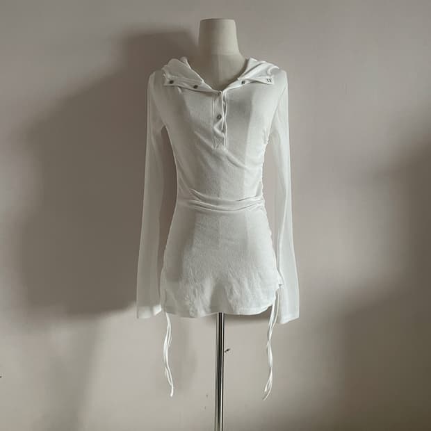 빈티지 긴팔 빈티지 후드 와투케 공겜여주 무채색 긱시크 시스루 긴팔