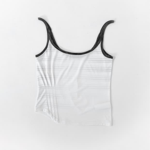 STRIPE PINTUCK SLEEVELESS (IVORY)