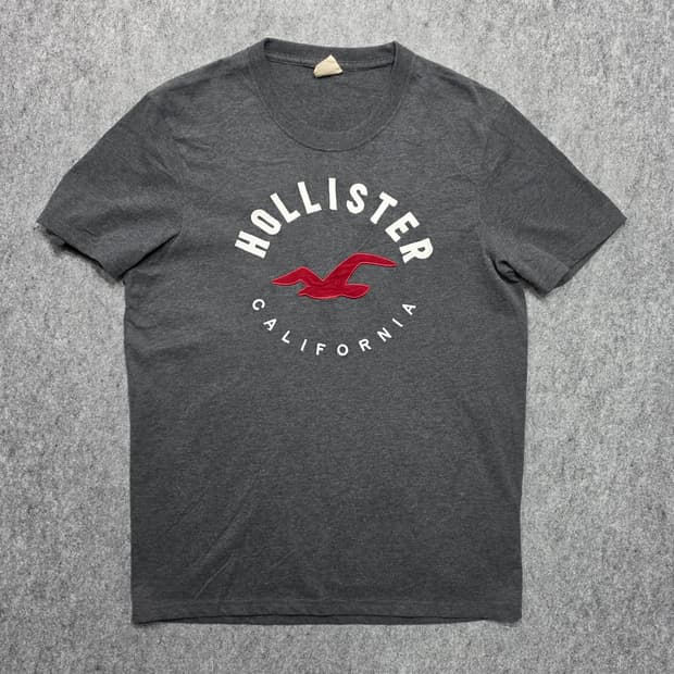 홀리스터 빅로고 Y2K 그레이 반팔티 XL