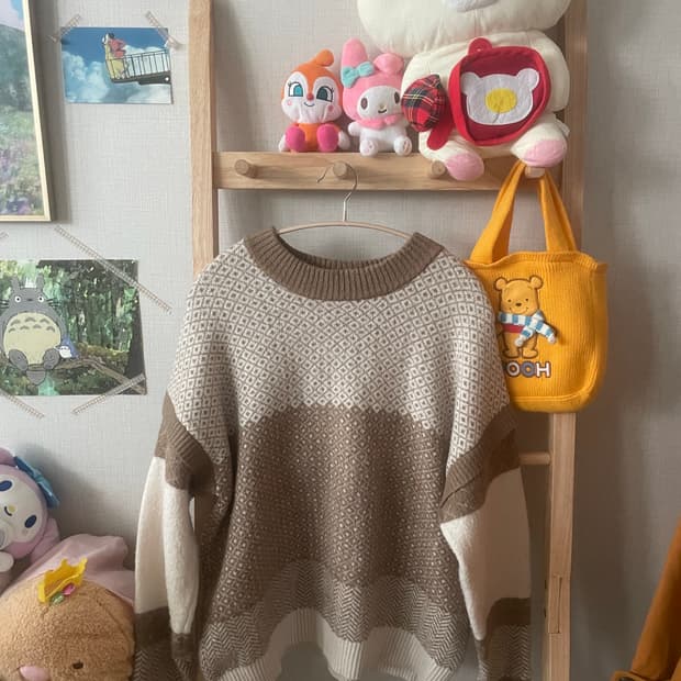 모리걸 빈티지 엑시즈팜 배색 레이스 니트🤍🤎