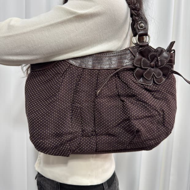 hush hush brown dot design shoulderbag