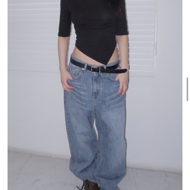 캣워싱 데님팬츠