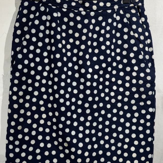 [9888]YVES SAINT LAURENT navy dots skirt