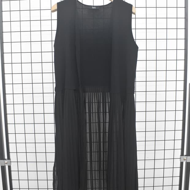 Black Chiffon Layered Long Vest