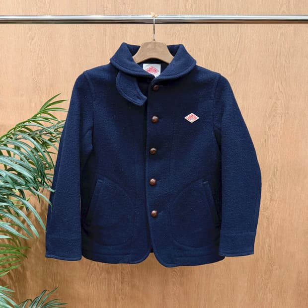 단톤 울 싱글 자켓 다이아몬드 로고 패치 브라운 버튼 포켓 디테일 네이비