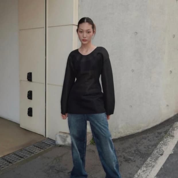 자라 오간자 롱 탑 블라우스 블랙