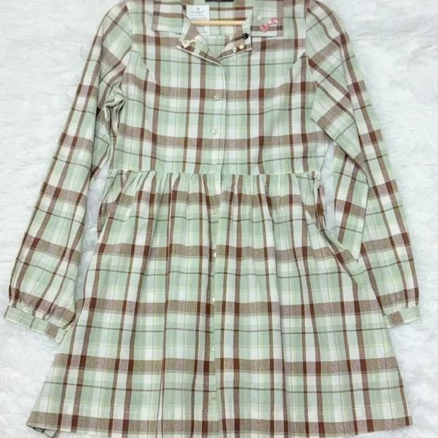 모리걸 빈티지 민트초코 둥근 소매 긴팔 블라우스