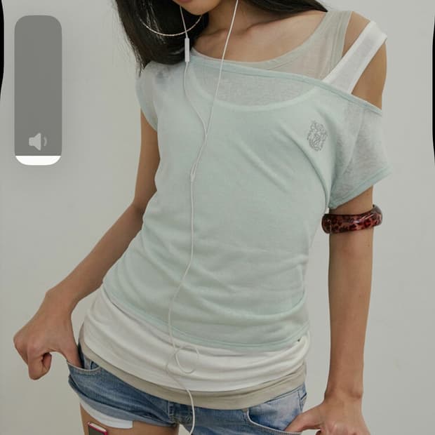 (구해요) 스컬프터 Lazy Sleeveless Layered Tee