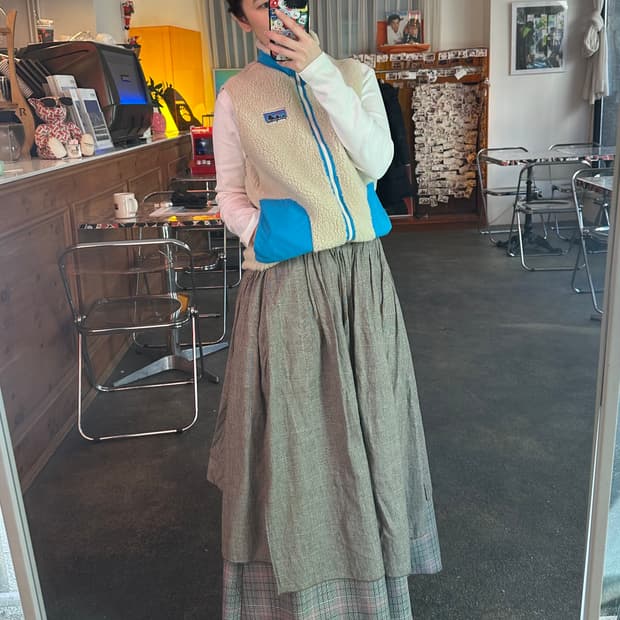 (착샷o) Kapital 캐피탈 체크 롱 큐롯 스커트바지