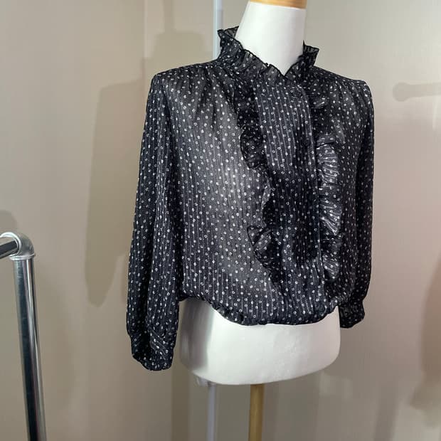 빈티지 프릴 시스루 블라우스