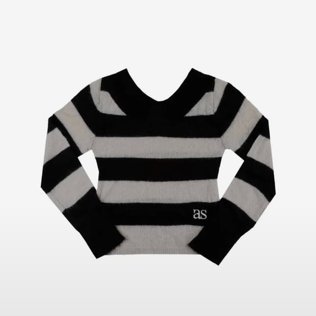 애즈온 PONY STRIPE KNIT / BLACK