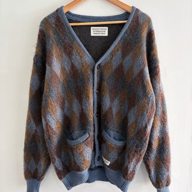 Wackcomaria 와코마리아 아가일패턴 모헤어 가디건
