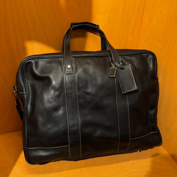 Coach 코치 카우레더 라지 트래블백 보스턴백 수트케이스