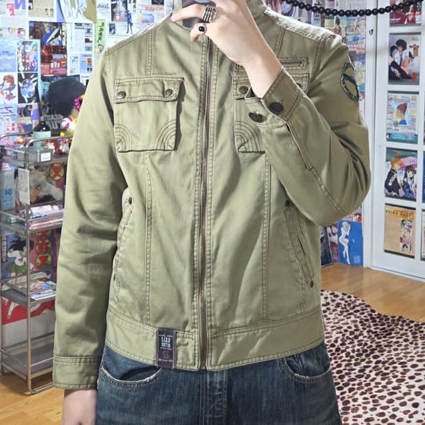 빈티지 카키 브라운 코튼 자켓