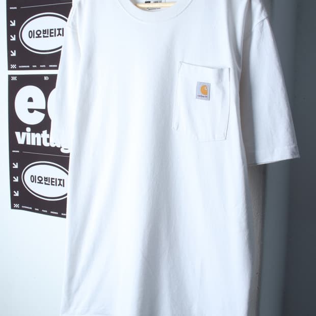 (M-XL) 칼하트 반팔 티셔츠 포켓 화이트 워크웨어-H36374