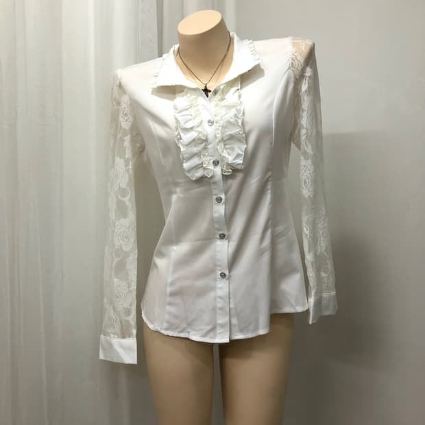 rose sheer frill sleeve blouse